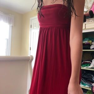 Red Silky Maxi Dress